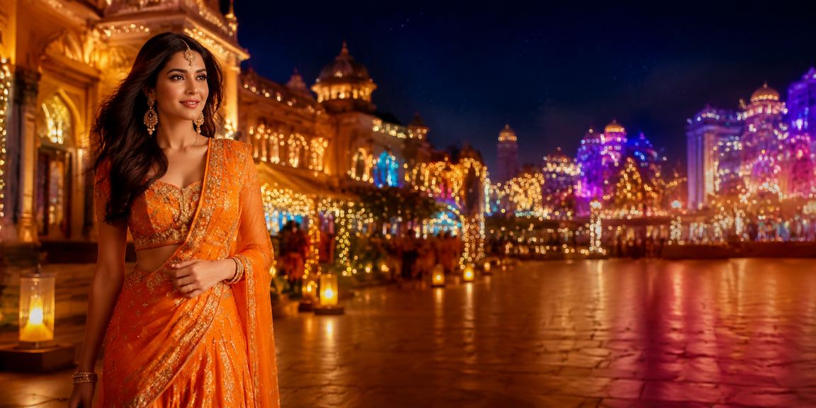 Vibrant India casino night market with neon lights