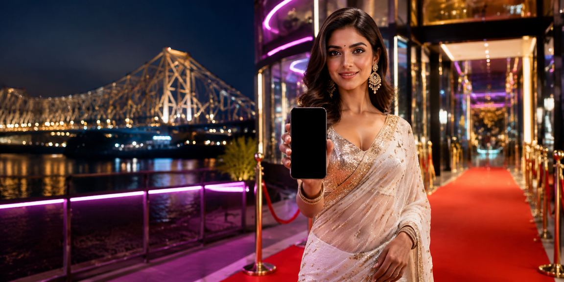 Young woman playing Rummy on mobile app at home in Kolkata